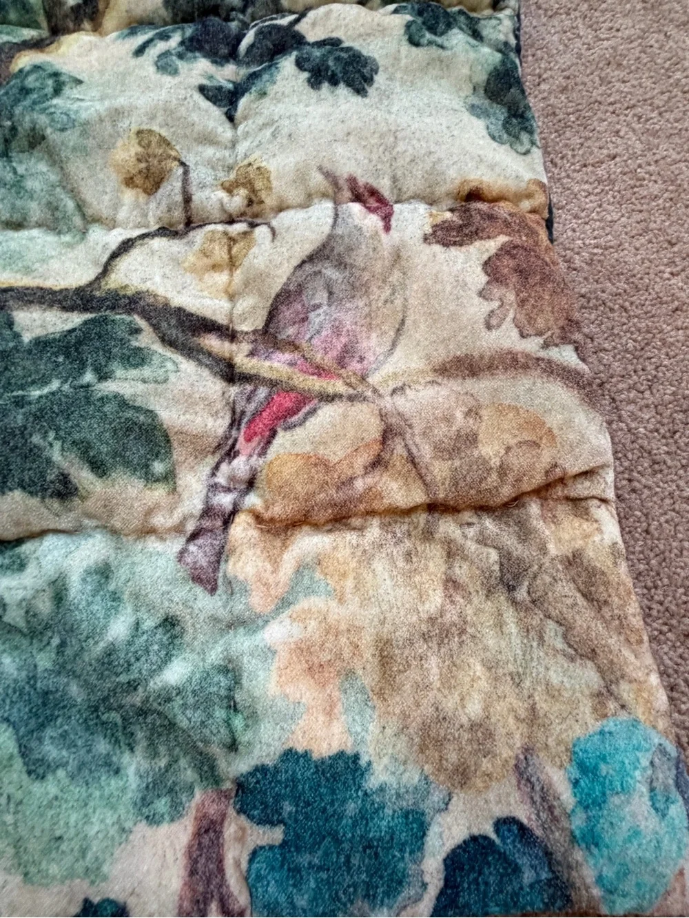 New Anthropologie Judarn printed velvet pillow cover quilted standard botanical